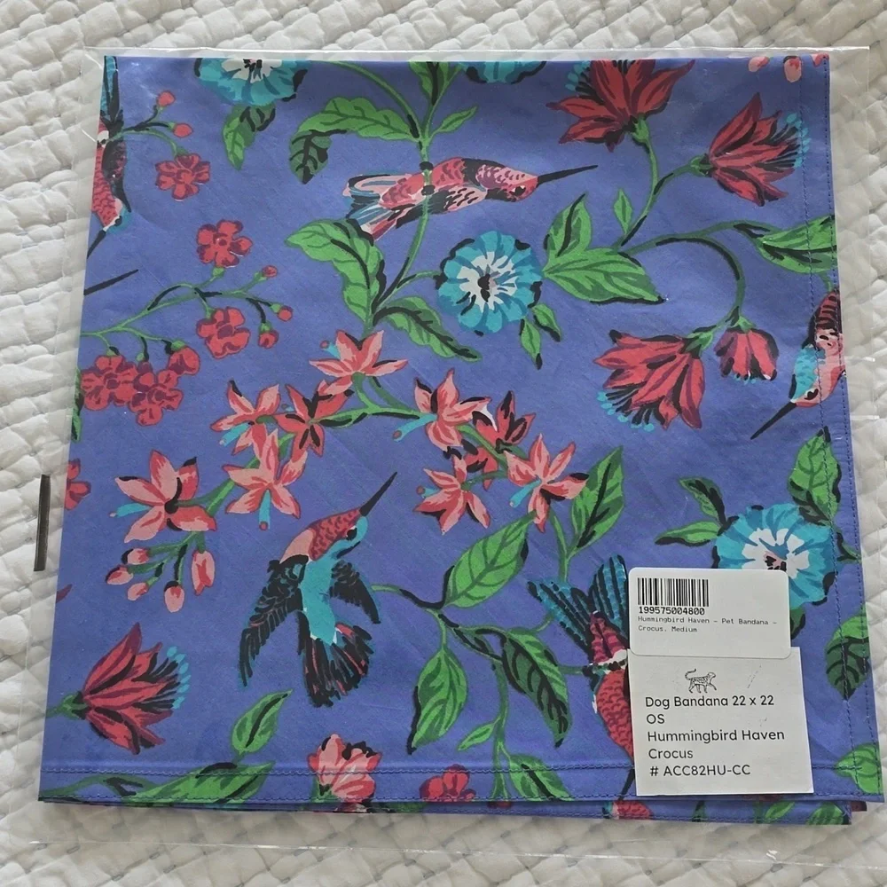 Printfresh Hummingbird Haven - Pet Bandana - Crocus Medium